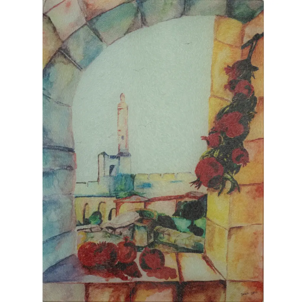 A Glimpse Of Jerusalem Glass Challah Board — Sarah Levin